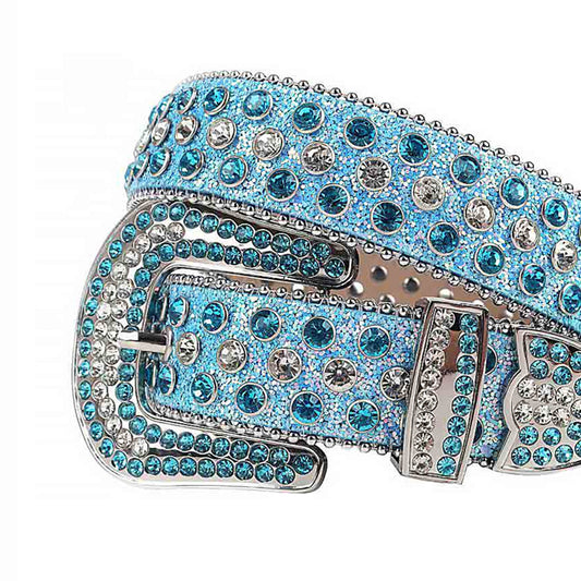 Blue Strap With Blue & Crystal Studded Rhinestone Belt