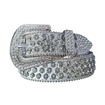 Diamond Rhinestone Belt With Gray Glitter Strap