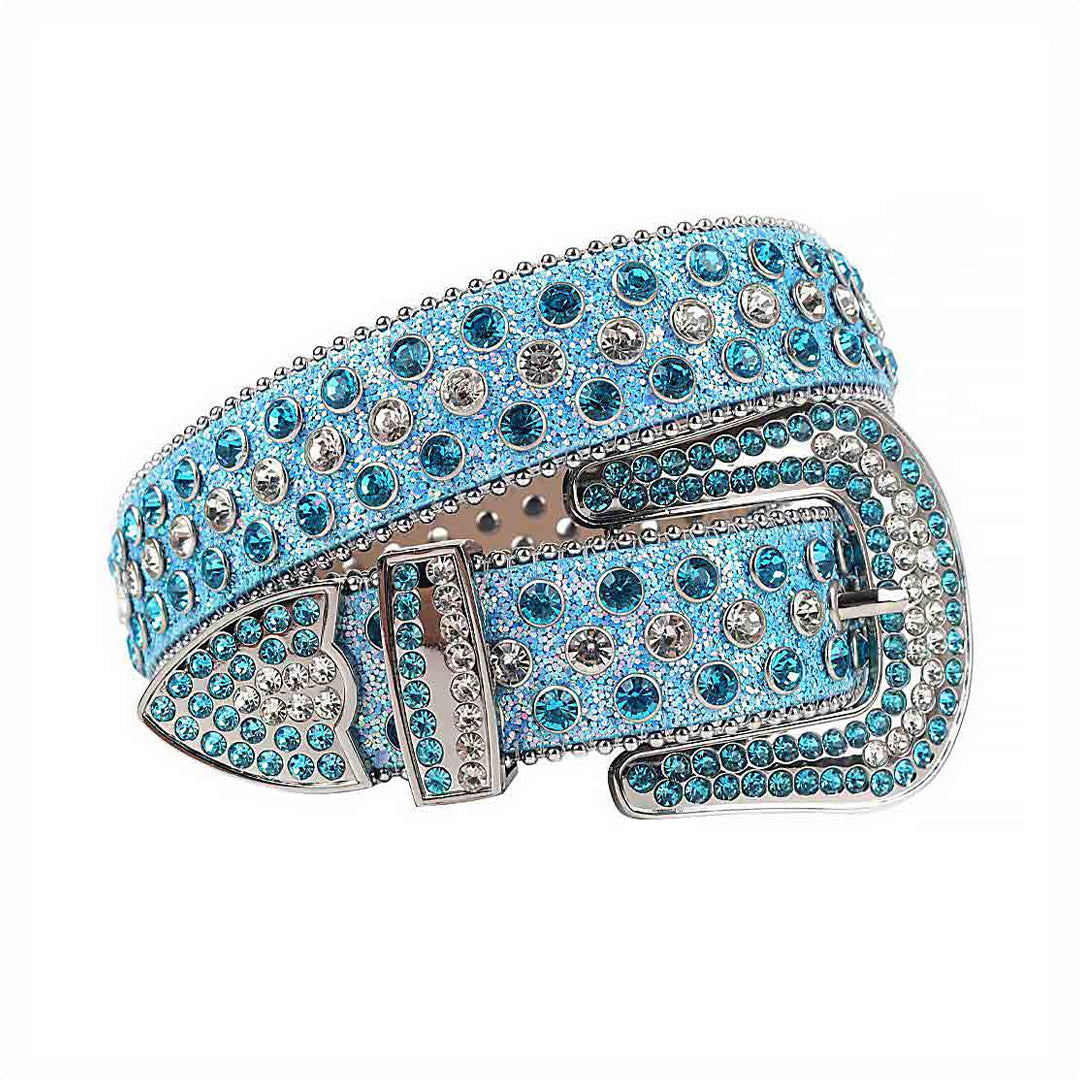 Blue Strap With Blue & Crystal Studded Rhinestone Belt