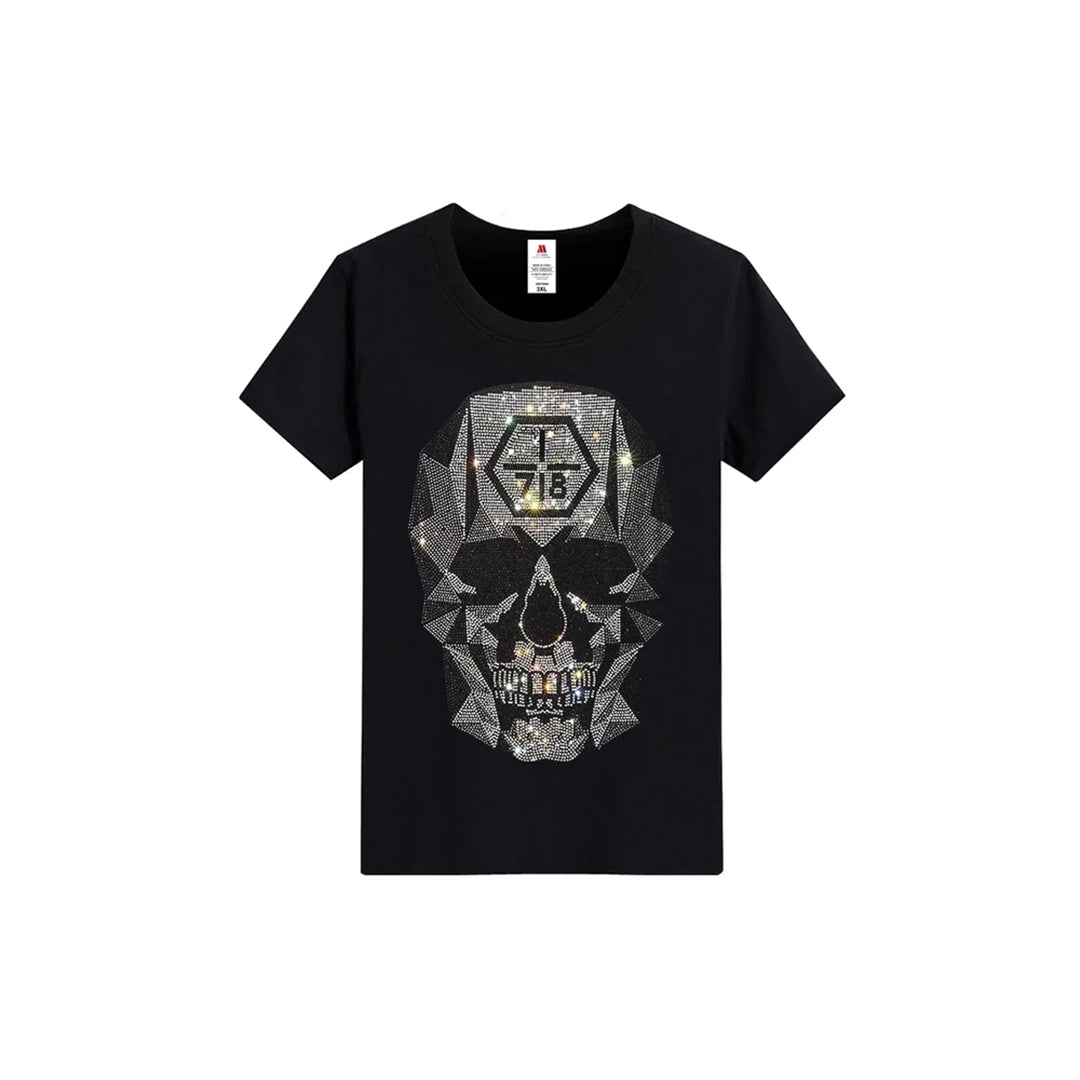Slim Fit Skull Black Rhinestone T-shirt
