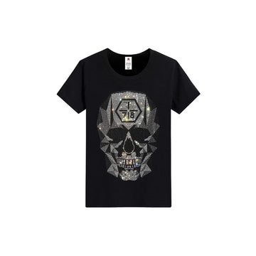Slim Fit Skull Black Rhinestone T-shirt