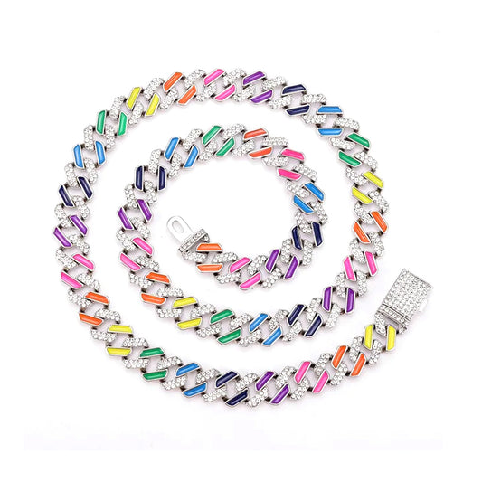 13mm Colorful Miami Cuban Link Chain