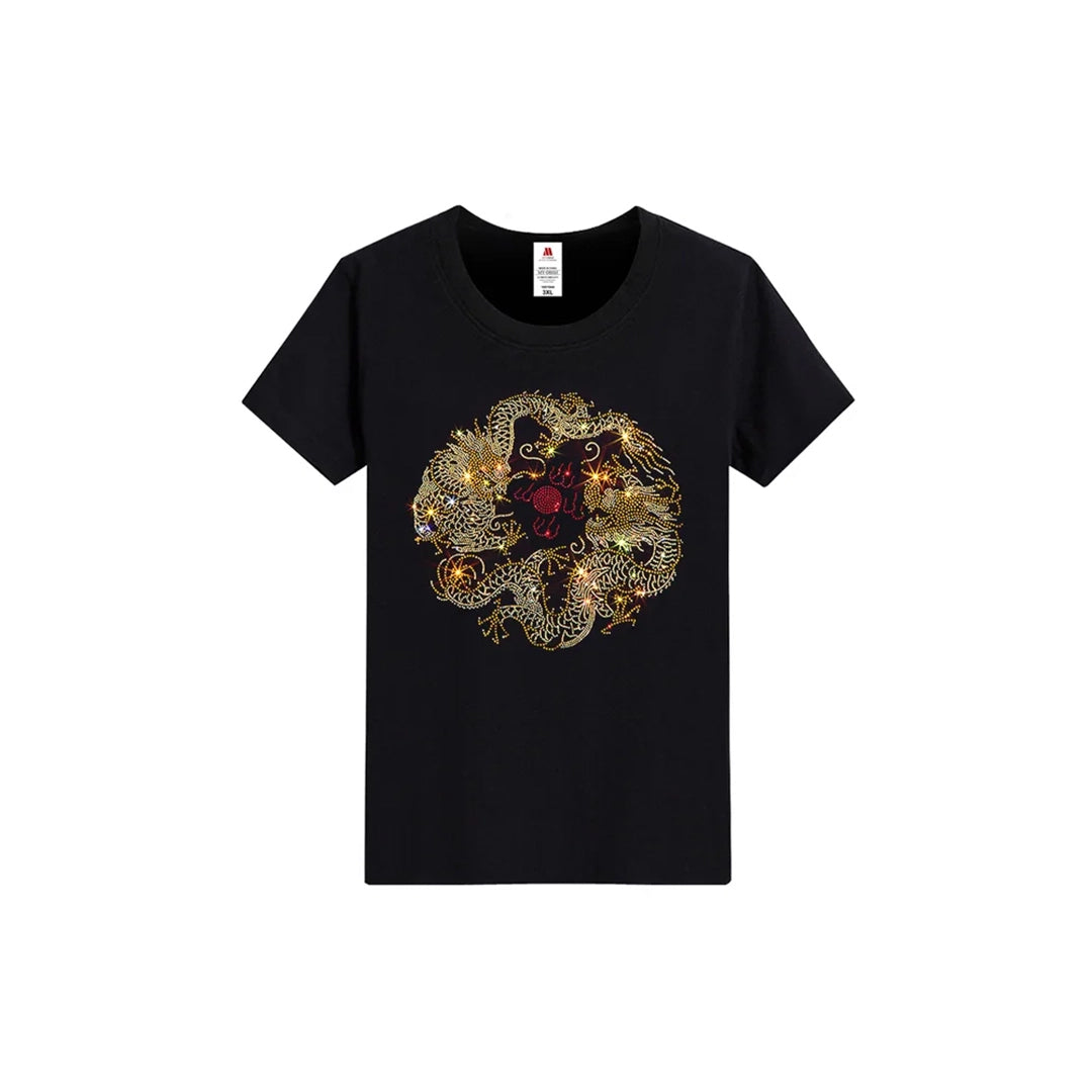 Chinese Dragon Rhinestone T-shirt