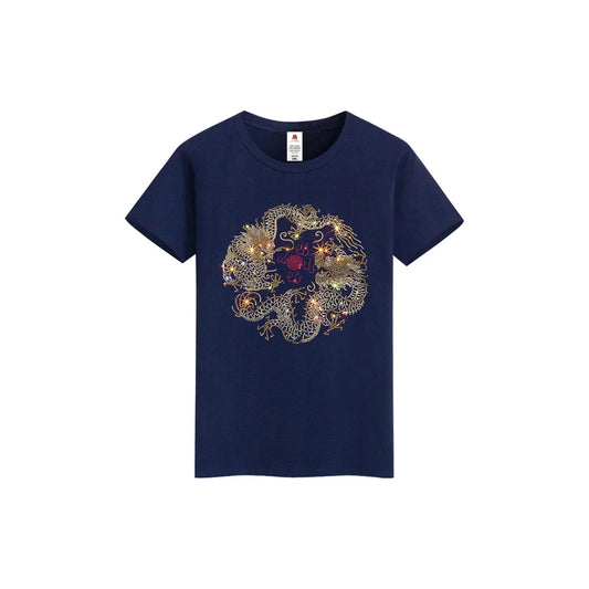 Chinese Dragon Rhinestone T-shirt