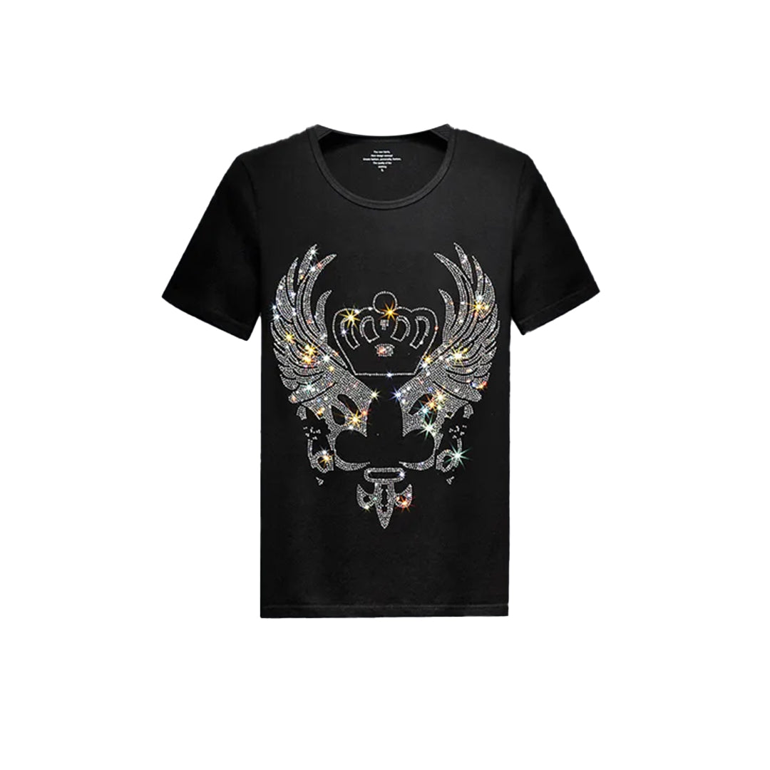 Angel Wings Black Rhinestone T-shirt