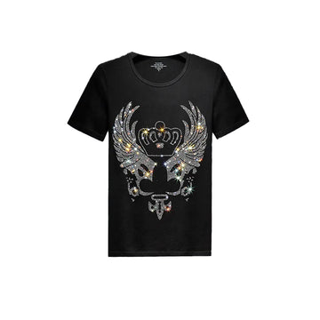 Angel Wings Black Rhinestone T-shirt