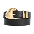 Leather Belt Classic Waist Belt with Gold Buckle-Women Leather Belts-Premium Leather Store