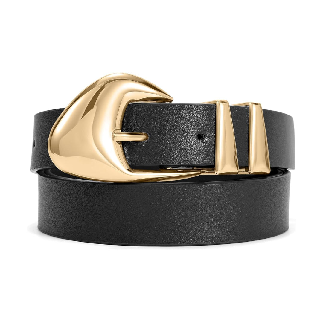 Leather Belt Classic Waist Belt with Gold Buckle-Women Leather Belts-Premium Leather Store