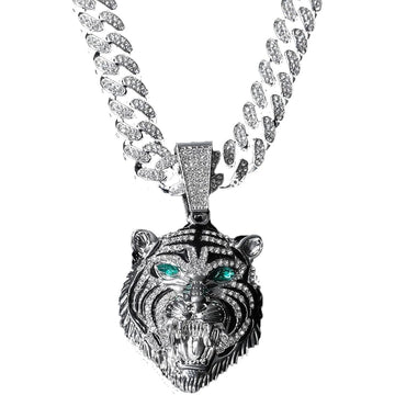 Roaring Tiger Rhinestone Necklace