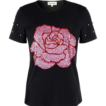 Flower Print Rhinestone Shirt