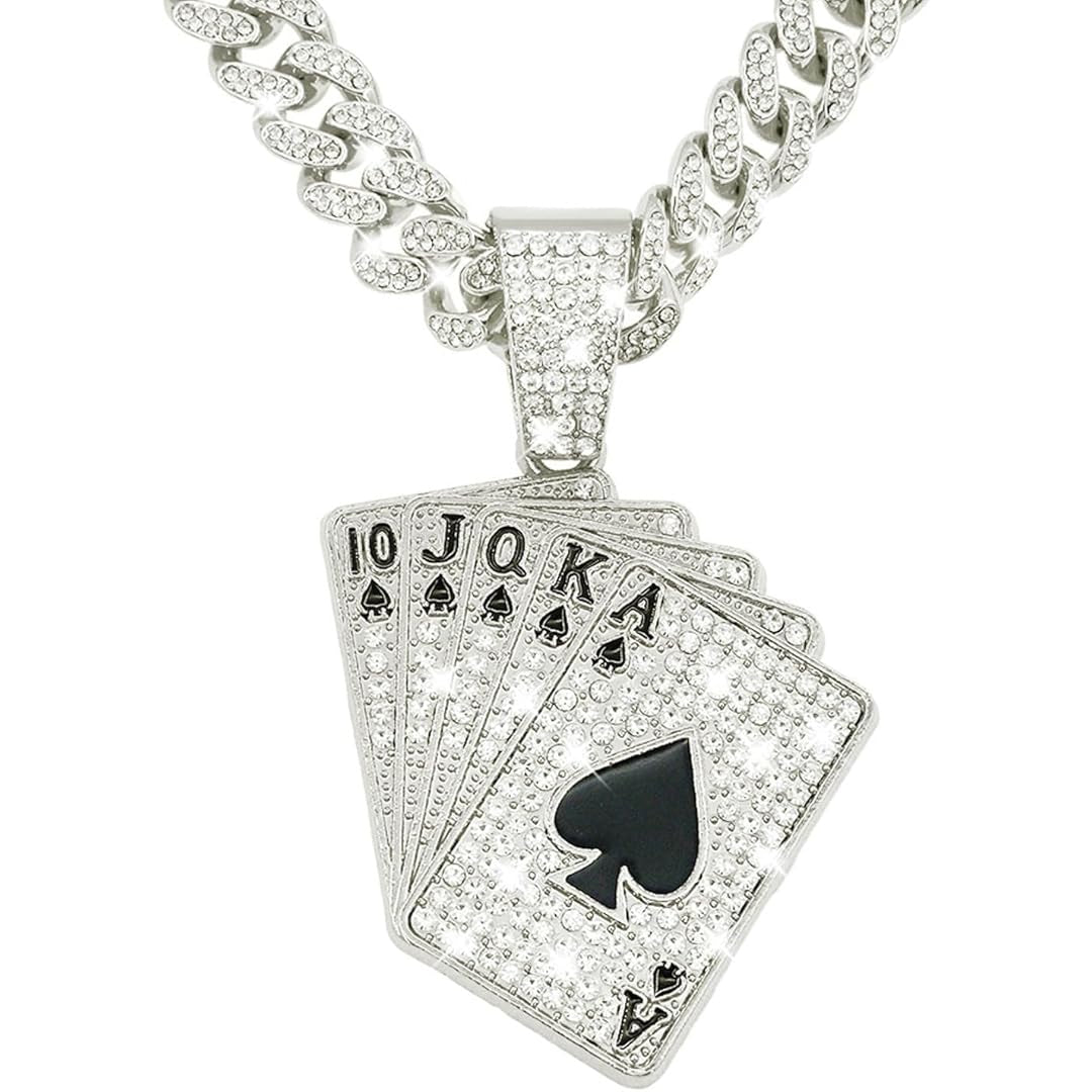 Solitaire Cards Rhinestone Necklace
