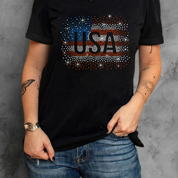 USA Print Rhinestone Shirt