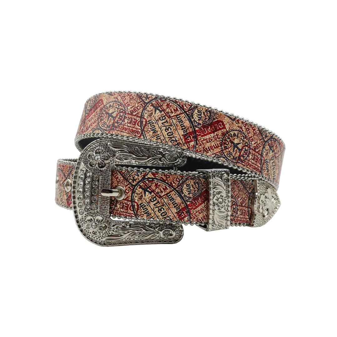 Silver Buckle Unique Strap With Silver Studdent Rhinestone Belt