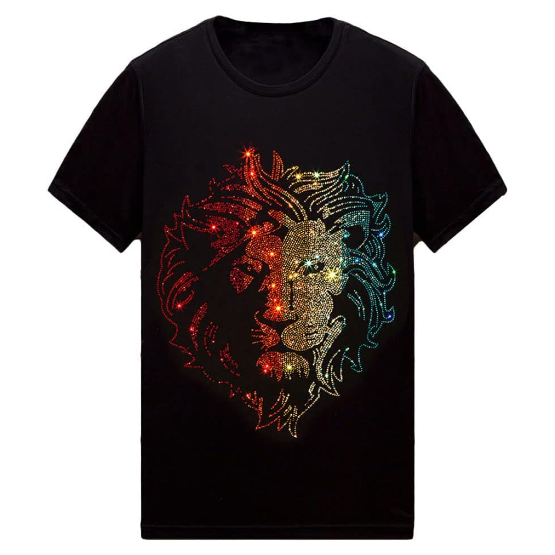 Lion Print Rhinestone Shirt