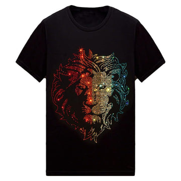 Lion Print Rhinestone Shirt
