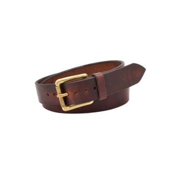 Men's Reddish Brown Classic Mahogany Leather Belt-Men Leather Belts-Premium Leather Store