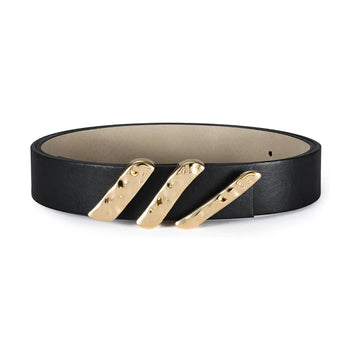 Genuine Leather Belt with Gold Metal Buckle-Women Leather Belts-Premium Leather Store