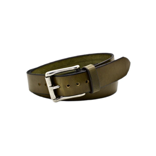 Men's Olive Green Classic Cedar Leather Belt-Men Leather Belts-Premium Leather Store