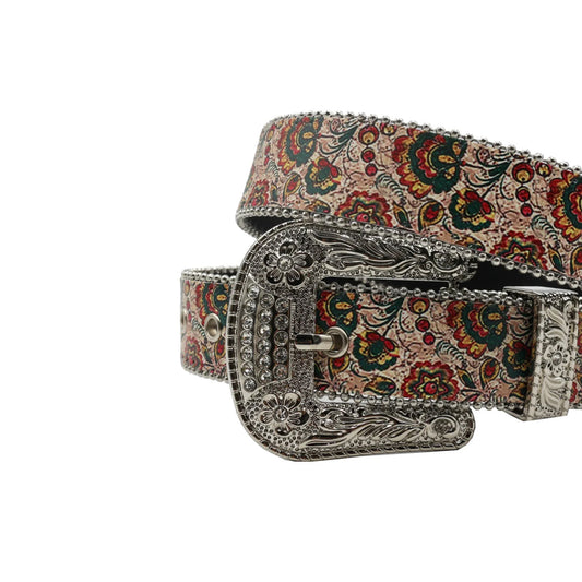 Wide Buckle Colorfull Design Strap Luxurious Rhinestone Belt