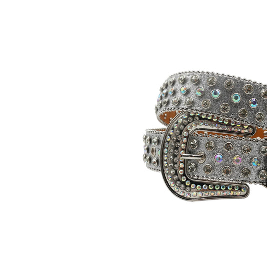 Silver Strap with Rainbow Crystals Rhinestone Belt