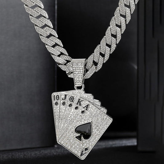 Solitaire Cards Rhinestone Necklace