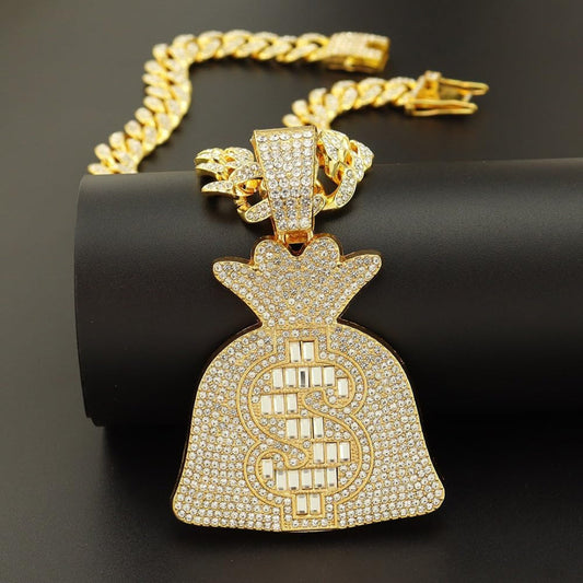 Dollar Bag Rhinestone Necklace