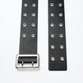 Black Belt Silver Buckle & Metal Ring Accents-Women Leather Belts-Premium Leather Store