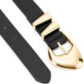 Leather Belt Classic Waist Belt with Gold Buckle-Women Leather Belts-Premium Leather Store