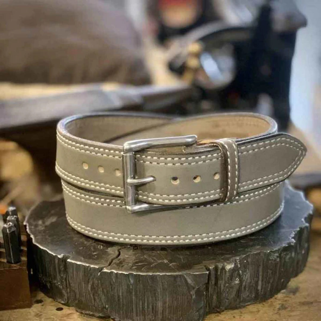 Men's Silver Cloud Leather Belt-Men Leather Belts-Premium Leather Store