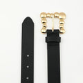 Genuine Leather Belt with Gold Bubble Buckle-Women Leather Belts-Premium Leather Store