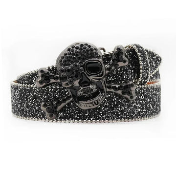 Rhinestone-Studded Skull Western Belt